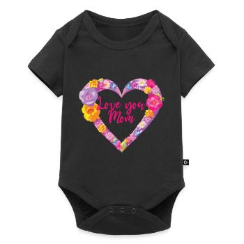 Mother's Day Gift Baby mom mom mom Love mommy - Baby Premium short-sleeve bodysuit - black - Front