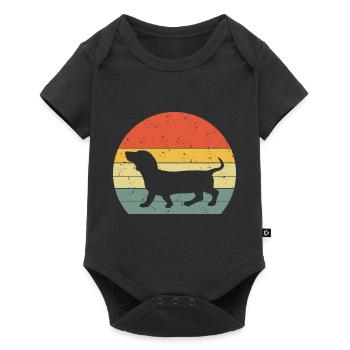 Dackel Dachshund Teckel Vintage Rétro - Body à manches courtes Premium Bébé - noir - Devant