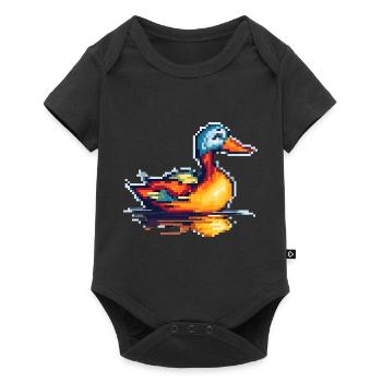 Small duck in 8 bit retro pixel graphics - Baby Premium short-sleeve bodysuit - black - Front