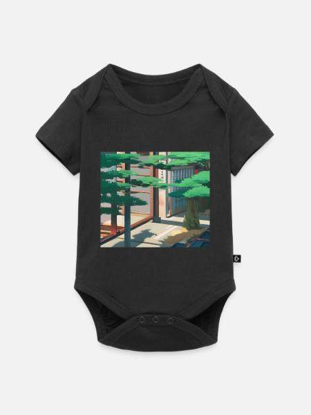 Tokio-Landschaft - Baby Premium Kurzarmbody - Schwarz