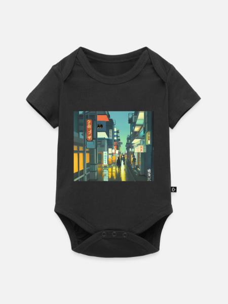 Tokio-Landschaft - Baby Premium Kurzarmbody - Schwarz