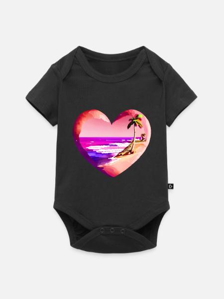 Strand Palme Sonne Sommerurlaub Insel Palmen - Baby Premium Kurzarmbody - Schwarz