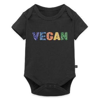 Vegan pattern - primary colors - Baby Premium short-sleeve bodysuit - black - Front