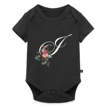 Letter j flowery - Baby Premium short-sleeve bodysuit - black - Front