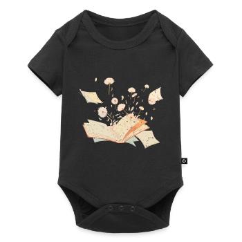 Schmetterling Blumenbücher Bibliothekar Bibliophile Cool - Baby Premium Kurzarmbody - Schwarz - Vorne