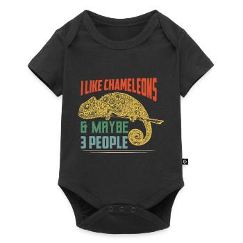 I Like Chameleons & Maybe 3 People Lizard Lover Re - Baby Premium short-sleeve bodysuit - black - Front