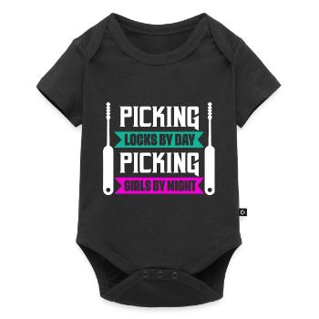 Cueillir des serrures par jour Cueillir les filles par nuit Lockpi - Body à manches courtes Premium Bébé - noir - Devant