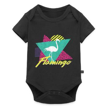 80s 90s Vintage Retro Flamingo T Shirt - Body à manches courtes Premium Bébé - noir - Devant