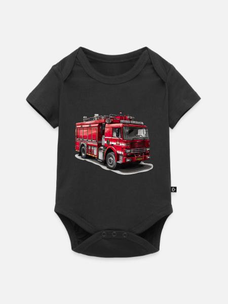 Lucha contra incendios con camiones de bomberos - Body de manga corta para bebés Premium  - negro