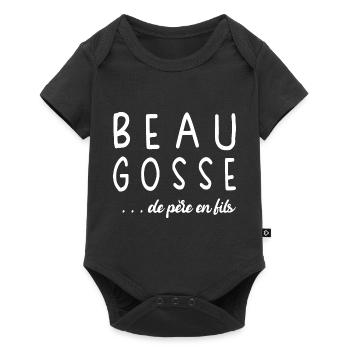 Papa Fête des Pères Beau Gosse de père en fils - Body à manches courtes Premium Bébé - noir - Devant