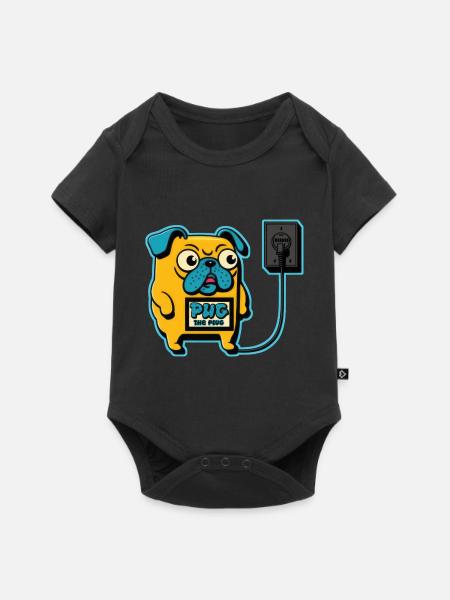 Mops den Stecker - Baby Premium Kurzarmbody - Schwarz