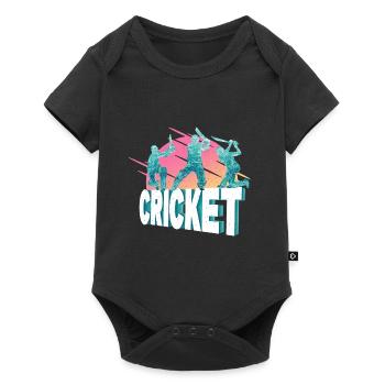 Cricket Cricketspieler Schlagmann Sport Vintage - Baby Premium Kurzarmbody - Schwarz - Vorne