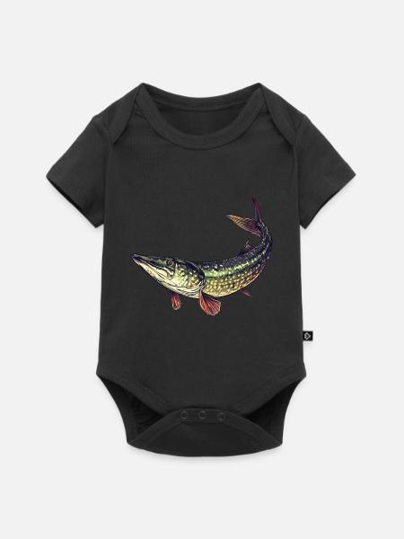 Zielfisch Hecht Angelsport - Baby Premium Kurzarmbody - Schwarz