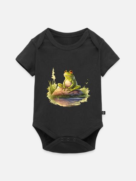 Frosch träumt in der Abendsonne - Baby Premium Kurzarmbody - Schwarz