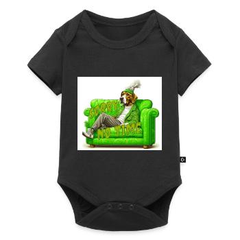 Hund auf Couch- sorry no time- lustiges Design - Baby Premium Kurzarmbody - Schwarz - Vorne