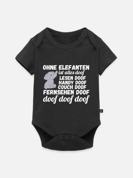 Elefant Elefanten - Baby Premium Kurzarmbody - Schwarz