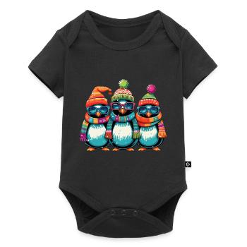 Drôle de Noël pingouins cool - Body à manches courtes Premium Bébé - noir - Devant