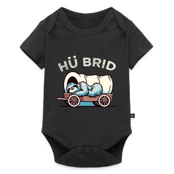 Hü Brid - Lustiges Hybrid Auto - Faultier - Baby Premium Kurzarmbody - Schwarz - Vorne