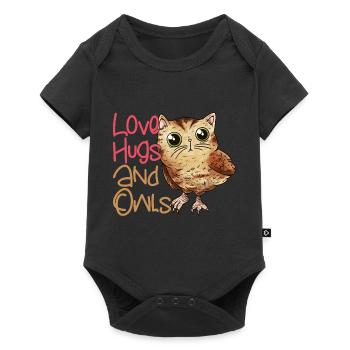 Amour, câlins et hiboux oiseau nocturne oiseau nocturne - Body à manches courtes Premium Bébé - noir - Devant