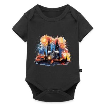 Happy New Year with fireworks in Cologne - Baby Premium short-sleeve bodysuit - black - Front