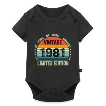 Jahrgang 1981 43 Jahre alt 43. Geburtstag Limitiert - Baby Premium Kurzarmbody - Schwarz - Vorne