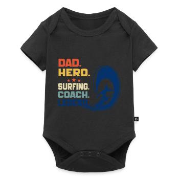 Dad Hero Surfing Coach Legend Funny Surfing Dad - Baby Premium short-sleeve bodysuit - black - Front