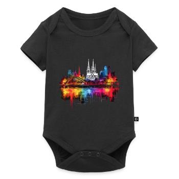 Cologne Cathédrale de Cologne Allemagne Ville Skyline Splash - Body à manches courtes Premium Bébé - noir - Devant