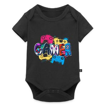Affiche colorée de style artistique de contrôleur de joueur - Body à manches courtes Premium Bébé - noir - Devant