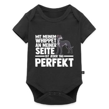Hund Whippet - Baby Premium Kurzarmbody - Schwarz - Vorne