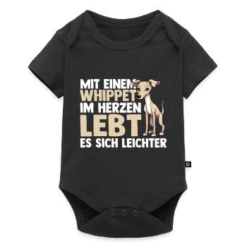 Hund Whippet - Baby Premium Kurzarmbody - Schwarz - Vorne
