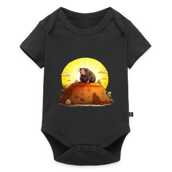 Drôle de taupe sur sa colline - Body à manches courtes Premium Bébé - noir - Devant