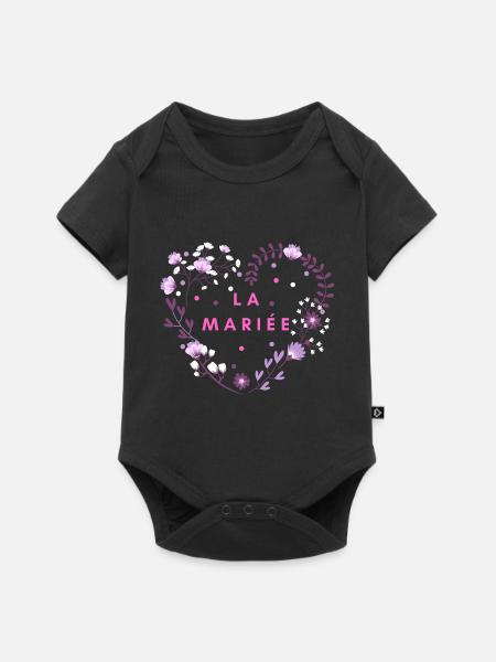 Das Blumenherz der Braut - Baby Premium Kurzarmbody - Schwarz