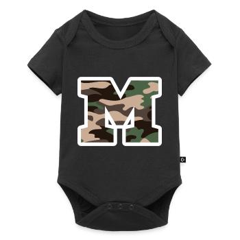 Buchstabe M Militärtarnung - Geschenkidee - Baby Premium Kurzarmbody - Schwarz - Vorne