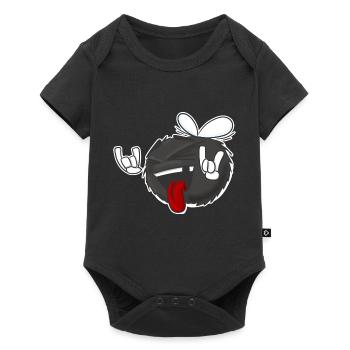 Rock'n'Roll Grummelhummel lustiges Cartoon Tier - Baby Premium Kurzarmbody - Schwarz - Vorne