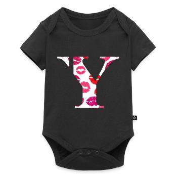 Lettre y bisous - Body à manches courtes Premium Bébé - noir - Devant