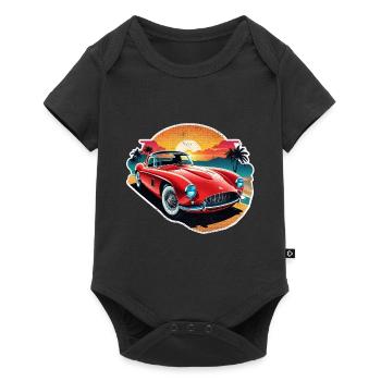 voiture vintage couché de soleil - Body à manches courtes Premium Bébé - noir - Devant