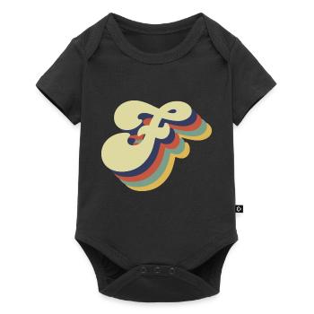 Lettre f rétro - Body à manches courtes Premium Bébé - noir - Devant