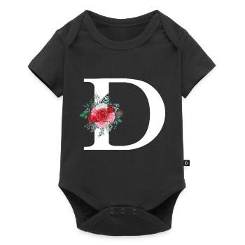Red Floral Letter D - Baby Premium short-sleeve bodysuit - black - Front