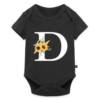 Floral Letter D Sunflower - Baby Premium short-sleeve bodysuit - black - Front
