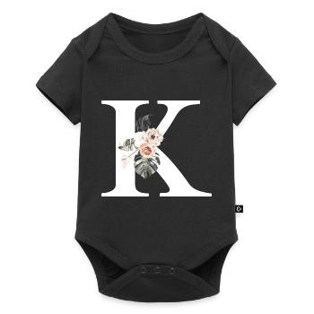 Tropical Floral K Letter - Baby Premium short-sleeve bodysuit - black - Front