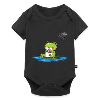 Frog with cup of coffee or tea - Baby Premium short-sleeve bodysuit - black - Front