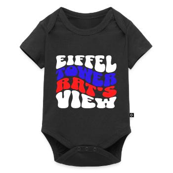 Paris Adventure Eiffel Parisian Rat Mouse Whiskers - Baby Premium Kurzarmbody - Schwarz - Vorne