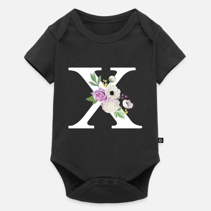 Lettre x floral violet - Body à manches courtes Premium Bébé - noir