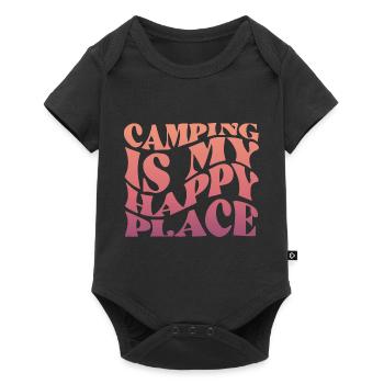 Camping Is My Happy Place - Baby Premium Kurzarmbody - Schwarz - Vorne