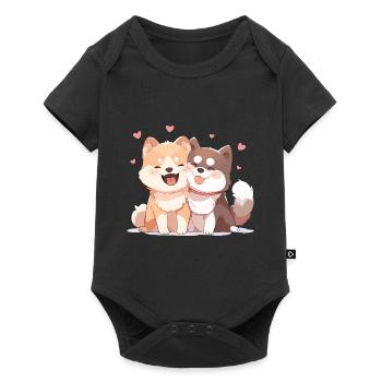 Chiens Amour Câlin Câlin Coeur Mignon Mignon - Body à manches courtes Premium Bébé - noir - Devant