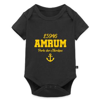Amrum - 25946 - Nordsee Insel - Baby Premium Kurzarmbody - Schwarz - Vorne