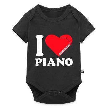 I Love Piano Piano Heart Music Instrument Love - Baby Premium short-sleeve bodysuit - black - Front