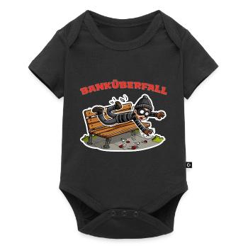 Banküberfall - Witziges Wortspiel im Cartoon Stil - Baby Premium Kurzarmbody - Schwarz - Vorne