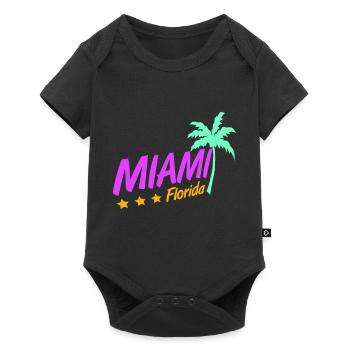 Miami États-Unis Palm Trees Beach Sun America Floride Logo - Body à manches courtes Premium Bébé - noir - Devant