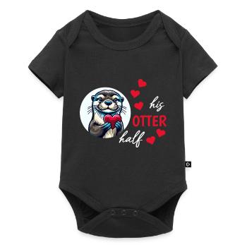 Otter half liebe geschenk - Baby Premium Kurzarmbody - Schwarz - Vorne